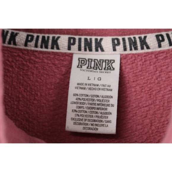 PINK Victoria's Secret women’s L 1/4 zip fleece pullover colorblock logo - Picture 3 of 10